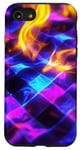 Coque pour iPhone SE (2020) / 7 / 8 Art abstrait psychédélique bleu électrique futuriste