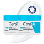 CeraVe - SA Crème Anti-Rugosités - Exfolie, Adoucit & Lisse les Rugosités - Acide Salicylique + Urée + 3 Céramides Essentiels - Peau Sèche, Rugueuse, Squameuse - 2 x 340 ml