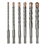 Meccion SDS Plus Hammer Drill Bits Professional Tungsten Cross Tip Rotary Impact Drill bit for Masonry, Brick, Concrete (6 pcs Set)