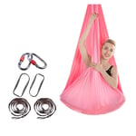 YANFEI Hamac de Yoga 4m Kit Yoga Swing Yoga Yoga Hamac Trapeze Tissu en Soie de trapèze pour Bodybuilding de Sangle de Yoga (Color : Pink)