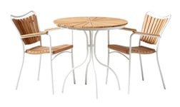 Ellen Caféset Teak/Vit (2 st Dynor Grå)