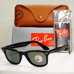 Ray-Ban Sunglasses Wayfarer Polarised Black Green RB 2140 Wayfarer 901/58 50mm