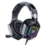 Casque de jeu USB 3,5 mm + basse filaire Casque de jeu stéréo antibruit avec microphone à LED RVB pour ordinateur PS4 PC Gamer, Noir