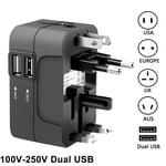 Multi-functional AU/US/UK/EU 2 USB Port Travel Plug USB Charger Power Adapter