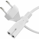 sonero Câble d'alimentation 2 pôles, 1,5m, Prise Euro Type C sur Prise IEC C7 Euro 8 mâle, Bloc d'alimentation Câble d'alimentation pour TV, PS5, PS4, PS3, appareils ménagers, Blanc