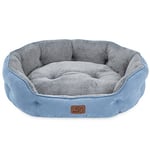 Bedsure Small Dog Bed Washable - Large Cat Beds for Indoor Cats and Puppy, Round Dog Bed Sofa for Medium Dogs with Slip-Resistant Bottom, Frost Blue, 63x53x20cm