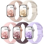 DigiHero 5 Pack Straps Compatible with Apple Watch Strap 38mm 40mm 41mm 42mm 44mm 45mm 49mm,Soft Silicone Strap Replacement Wristbands Compatible with iWatch Series 10 9 8 7 6 5 4 SE Ultra Women Men.E