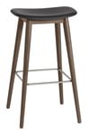 Fiber Bar Stool Wood Base 75 cm - Black/Stained Dark Brown