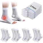 cheap4uk 4 Pairs Neuropathy Socks Compression Socks for Women & Men Plantar Fasciitis Socks Ankle Support Brace for Sprained Ankle Breathable Anti-Slip Soothe Socks for Pain Relie(White,5-7.5