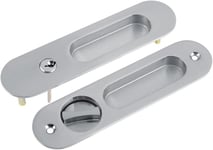 Serrure de porte coulissante avec poignée de porte invisible et 3 clés.Serrure de porte anti-vol pour porte coulissante/salle de bain/penderie/cuisine/balcon(argent)(Q1313)