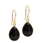 Gempires Black Tourmaline Earrings, Natural Gemstone Dangle Drop Earrings, Hypoallergenic 14k Gold Plated, Healing Crystal Jewelry for Women, Gift for Her (Black Tourmaline)