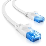 deleyCON 5m CAT6 Câble Réseau Plat 1000 Mbit Gigabit LAN - Cat 6 RJ45 Ethernet Câble Patch Câble de Pose Plat - pour Internet Switch Router Modem Patchpanel - Blanc