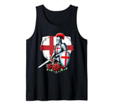 St George's Day England Knight Flag & Rose Heart Kids Women Tank Top