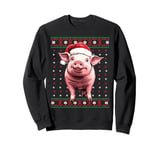 Ugly Christmas Sweater Pig Lover Santa Hat Funny Holiday Sweatshirt