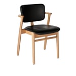 Artek - Domus Chair, Klarlackad björk, Klädd sits och ryggstöd, Läder L2, Black - Ruokapöydän tuolit - Ilmari Tapiovaara - Musta - Nahka/Puu