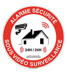 AUA SIGNALETIQUE - Panneau Interdiction - Panneau de Sécurité Circulaire En PVC - (Ø 180 mm, Alarme Sécurité sous Vidéo Surveillance)