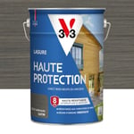 V33 Lasure Bois extérieur Gris anthracite satin - Haute Protection 8 ans - Haute résistance hydrofuge et anti-UV - Résiste aux variations du bois - Ecolabel, résine d'origine végétale - 5L