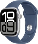 Apple Watch S10 42mm GPS (Sølv/Denim Sport Band) S/M