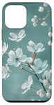 iPhone 12 mini White Blossoms on Blue Background Stylish Floral Case