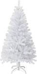 TRA-Sapin de Noël artificiel blanc de 1,2 m avec 320 pointes et support en métal