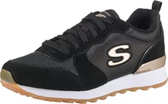 Skechers Women's Og 85 Gold'n Gurl Trainers, Black Suede Nylon Mesh Rose Gold Trim, 7 UK