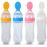 90mL Silicone Baby Toddler Feeding Bottle W/Spoon Food Cereal Squeeze UK