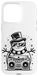 Coque pour iPhone 15 Pro Max Bonhomme de neige rétro Frosty Beats Noël drôle