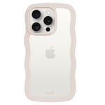 Holdit iPhone 15 Pro Wavy Deksel - Light Beige / Transparent