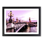 Pont Alexandre Iii Bridge In Paris France Modern Art Framed Wall Art Print, Ready to Hang Picture for Living Room Bedroom Home Office Décor, Black A4 (34 x 25 cm)