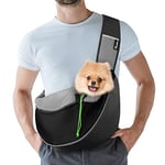 Pawaboo Sac de Transport Bandoulière Réglable pour Animal de Compagnie, Sac à Bandoulière Mains Libres avec Boucle en D, Sac à Dos en Maille Respirant pour Chiens avec Poche Supplémentaire, L - Noir