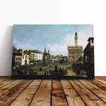 Big Box Art Canvas Print Wall Art Giovanni Canaletto Piazza Signora, Florence | Mounted & Stretched Box Frame Picture | Home Decor for Kitchen, Living Room, Bedroom, Hallway, Multi-Colour, 24x16 Inch