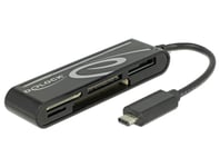 DELOCK – USB 2.0 Card Reader, USB-C male, 5 Slots, up to 480 Mbps, black (91739)