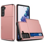 Samsung Galaxy S21 - Hybrid Skal Med Kortfack - Roséguld Roséguld Roséguld