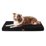 Bedsure Extra Large Dog Bed Washable - Orthopedic Dog Pillow and Mattress Mat for Dog Crate with Removable Plush Sherpa Cover, Black, 112x81x7.6cm