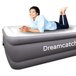 Dreamcatcher Premium Inflatable Mattress King Air Bed 203x152x46cm. Dark Grey Blow Up Bed Air Mattress with Built in Electric Pump & Airbed Storage Bag Included