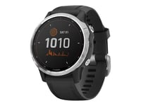 Garmin Fenix 6S Solar - 42 Mm - Silver - Sportklocka Med Band - Silikon - Svart - Handledsstorlek: 108-182 Mm - Display 1.2" - 64 Mb - Bluetooth, Ant+ - 60 G