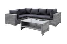 Nordic Outdoor - Bora 5-sits Loungesoffa inkl Bord m Hylla Ljusgrå - Konstrotting - Loungegrupp