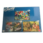 Disney Trio Of 3 Puzzles Little Mermaid Jungle Book Peter Pan 3+ By Jumbo Jigsaw