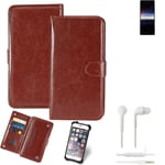 Case For Sony Xperia PRO-I brown + Earphones Protective Flip Cover Folding Bag B