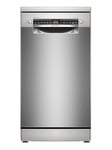 Bosch SPS4HMI49G Series 4, Free-Standing Dishwasher 45 cm, ExtraDry, Silence Plus, Slimline Vario Flex Baskets and Vario Drawer, Silver Inox