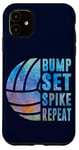 Coque pour iPhone 11 Bump Set Spike Repeat Aquarelle Volleyball Femmes Adolescentes Filles