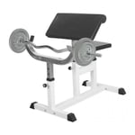 Gorilla Sports - Banc de musculation curl pour entrainement biceps + Barre ez 120cm + 2x10kg et 2x5kg en fonte