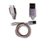 Microsoft Lumia 435 Câble Data ROSE 1M en nylon tressé ultra Résistant (garantie 12 mois) Micro USB pour charge, synchronisation et transfert de données by PH26 ®