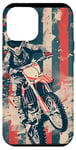 Coque pour iPhone 12 Pro Max Bleu Bohème Rayé Motocross Drapeau Américain Dirt Bike