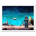 Wee Blue Coo Movie Film Painting Robby Robot Forbidden Planet Space Stars Sci Fi USA Art Print Framed Poster Wall Decor 12X16 Inch