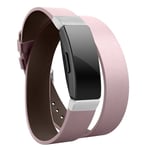 Fitbit Inspire / Inspire HR äkta läder klockband - Rosa / Silver Spänne