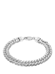 Hoxton London Men's Diamond Cut Double Curb Chain Bracelet, Silver