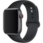 Silikonarmband för Apple Watch 45mm 44mm 42mm 49mm 41mm 40mm 38mm - iWatch Serie 8 7 9 SE 4 3 5 Ultra 6 Svart Black 42 44 45 49 mm M-L