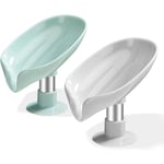 Fei Yu - Porte Savon Ventouse Lot de 2, Support Savon Douche, Porte Eponge Evier Cuisine, Porte-Savons avec Drain, Nettoyage Facile SéChage Rapide