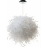 Suspension plume luminaire blanc moderne lustre abat-jour 30cm pour salons chambres d'enfants ampoule non incluse